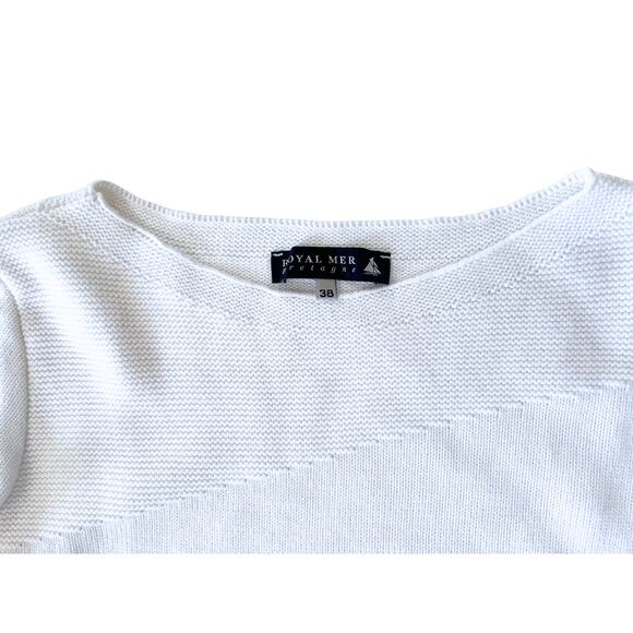 Never Worn Royal Mer White Nautical Knit Sweater Made in France Sz 38 Small - Picture 6 of 9
